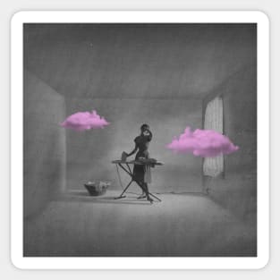 Pink Clouds - Surreal/Collage Art Sticker